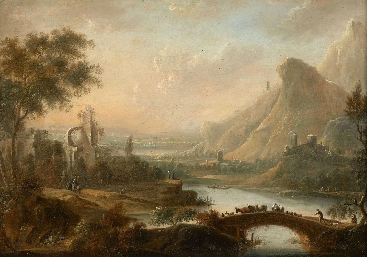 Johann Christian Vollerdt - Pastore e il suo gregge attraversano un ponte